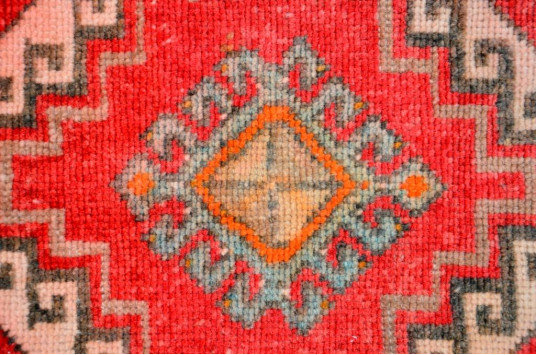 Vintage Handmade Turkish Small Area Rug Doormat For Home Decor 3'0,2" X 1'7,7"