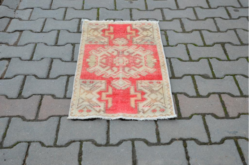 Turkish Handmade Vintage Small Area Rug Doormat For Home Decor 2'7,9" X 1'5,7"