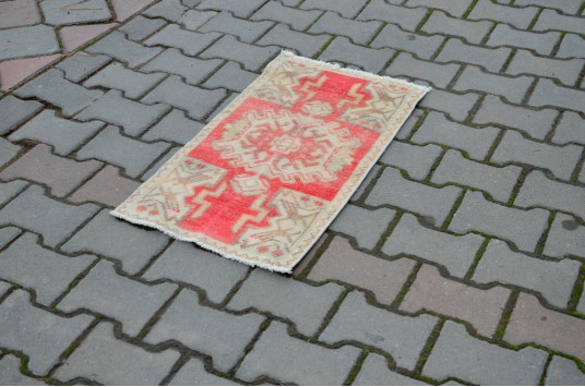 Turkish Handmade Vintage Small Area Rug Doormat For Home Decor 2'7,9" X 1'5,7"