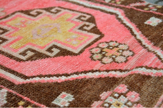Vintage Handmade Turkish Small Area Rug Doormat For Home Decor 2'4,7" X 1'6,5"