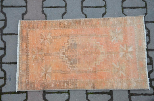Turkish Handmade Vintage Small Area Rug Doormat For Home Decor 2'9,9" X 1'7,3"