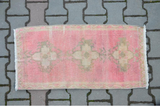 Turkish Handmade Vintage Small Area Rug Doormat For Home Decor 2'11" X 1'5,7"