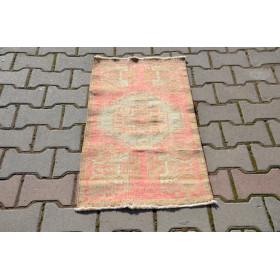 Vintage Handmade Turkish Small Area Rug Doormat For Home Decor 3'1,8" X 1'7,3"