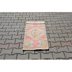 Turkish Handmade Vintage Small Area Rug Doormat For Home Decor 3'6,5" X 1'6,9"