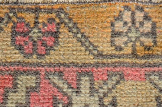 Turkish Handmade Vintage Small Area Rug Doormat For Home Decor 3'0,2" X 1'7,3"