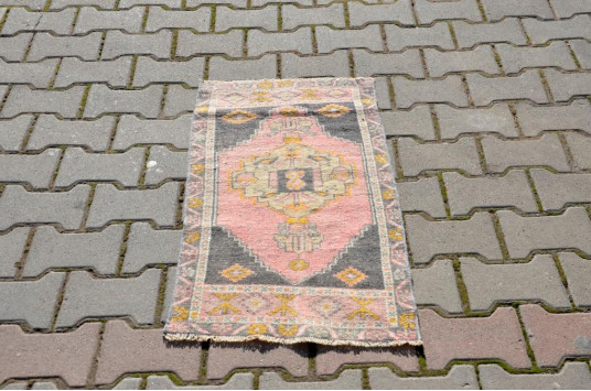 Natural Turkish Vintage Small Area Rug Doormat For Home Decor 2'11,8" X 1'6,9"