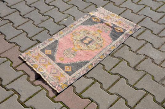 Natural Turkish Vintage Small Area Rug Doormat For Home Decor 2'11,8" X 1'6,9"