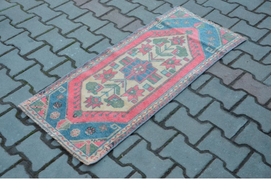 Turkish Handmade Vintage Small Area Rug Doormat For Home Decor 4'0" X 1'9,7"