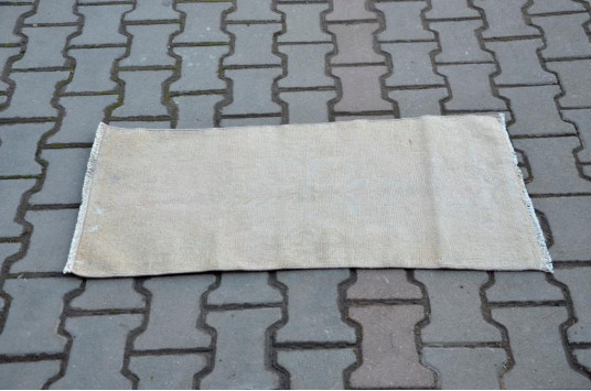 Vintage Handmade Turkish Small Area Rug Doormat For Home Decor 3'2,6" X 1'6,9"