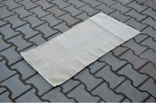 Vintage Handmade Turkish Small Area Rug Doormat For Home Decor 3'2,6" X 1'6,9"