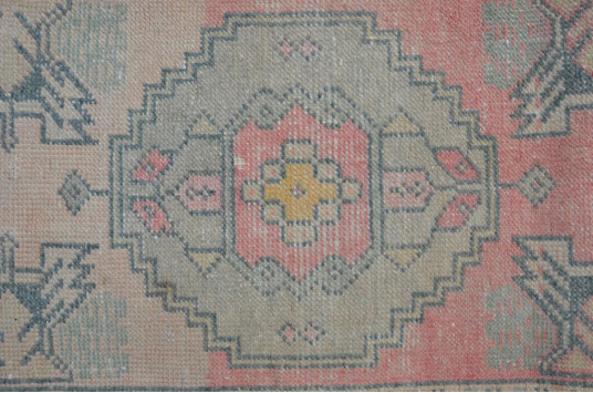 Vintage Handmade Turkish Small Area Rug Doormat For Home Decor 3'1,4" X 1'7,3"