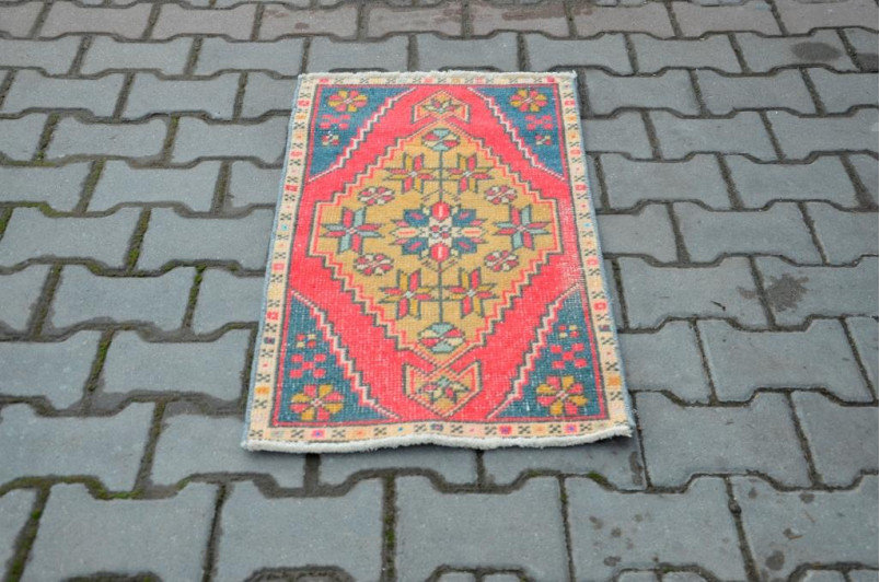 Unique Turkish Vintage Small Area Rug Doormat For Home Decor 2'11,4" X 1'7,3"