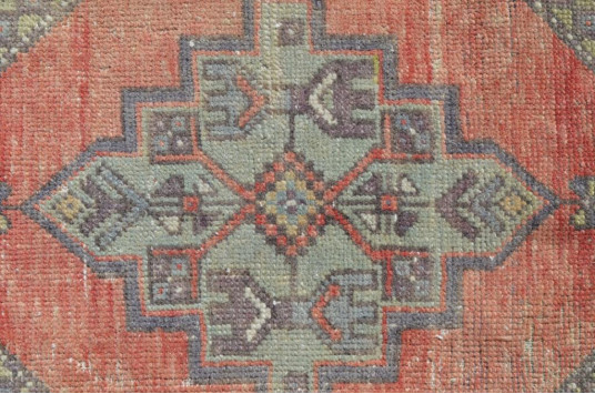 Hand Knotted Turkish Vintage Small Area Rug Doormat For Home Decor 3'0,2" X 1'7,3"