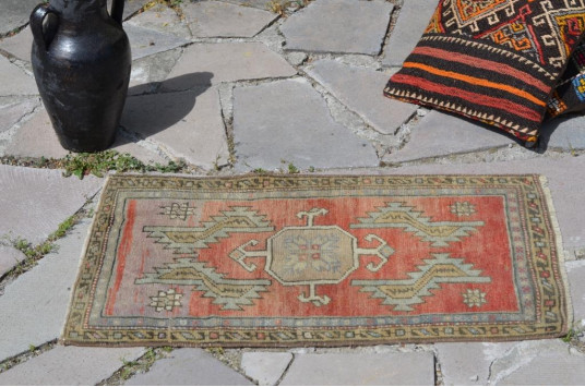 Natural Turkish Vintage Small Area Rug Doormat For Home Decor 2'9,1" X 1'8,1"