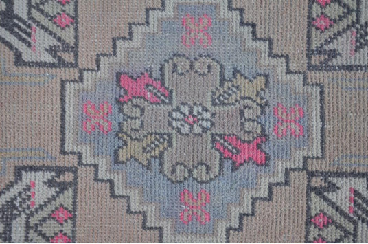 Handmade Turkish Vintage Small Area Rug Doormat For Home Decor 2'11,8" X 1'6,9"