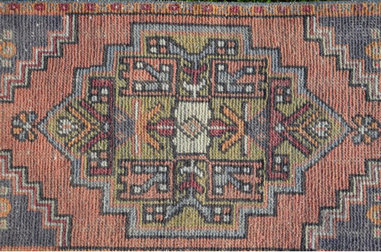 Vintage Handmade Turkish Small Area Rug Doormat For Home Decor 2'10,6" X 1'6,9"