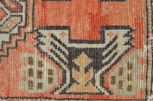 Natural Turkish Vintage Small Area Rug Doormat For Home Decor 2'10,3" X 1'4,5"