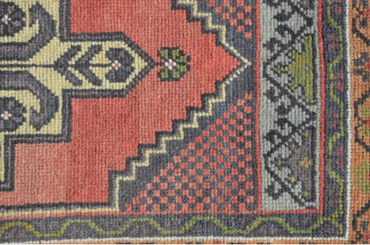 Unique Turkish Vintage Small Area Rug Doormat For Home Decor 3'6,5" X 1'10,8"