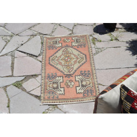 Handmade Turkish Vintage Small Area Rug Doormat For Home Decor 3'1" X 1'5,3"