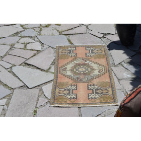 Handmade Turkish Vintage Small Area Rug Doormat For Home Decor 3'1" X 1'7,3"