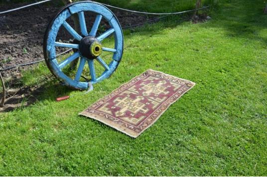 Unique Turkish Vintage Small Area Rug Doormat For Home Decor 2'11,4" X 1'7,7"