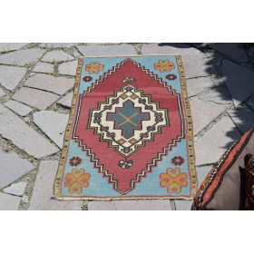 Unique Turkish Vintage Small Area Rug Doormat For Home Decor 3'5,7" X 1'9,3"