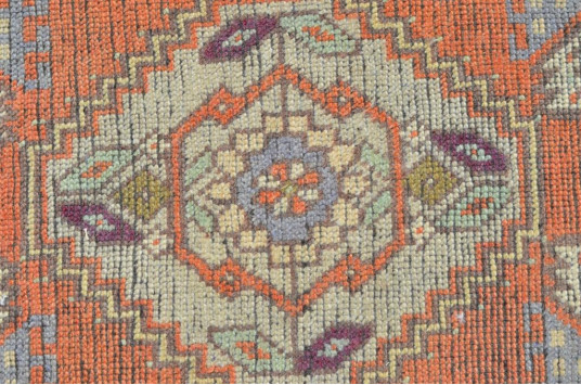 Natural Turkish Vintage Small Area Rug Doormat For Home Decor 3'1,8" X 1'7,7"