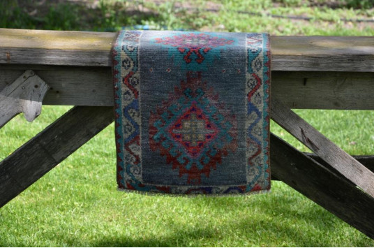 Unique Turkish Vintage Small Area Rug Doormat For Home Decor 2'11,4" X 1'2,6"