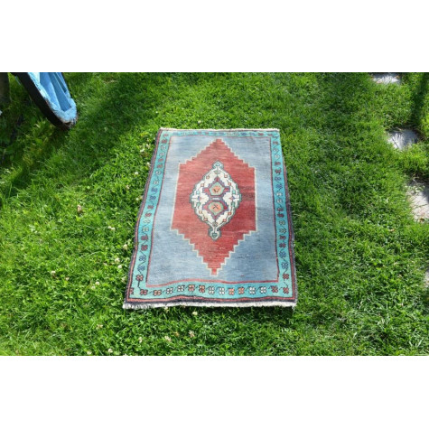 Unique Turkish Vintage Small Area Rug Doormat For Home Decor 2'11" X 1'10,4"