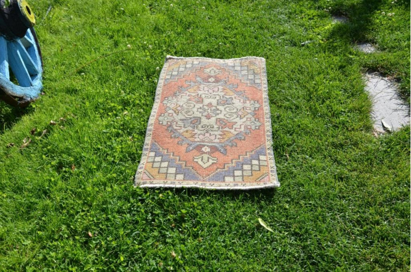 Turkish Handmade Vintage Small Area Rug Doormat For Home Decor 2'11" X 1'6,9"