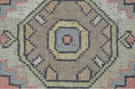Vintage Handmade Turkish Small Area Rug Doormat For Home Decor 3'0,2" X 1'8,9"