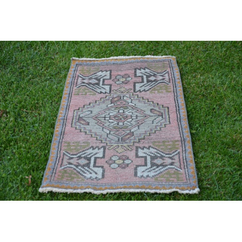 Vintage Turkish Small Area Rug Doormat For Home Decor 3'3" X 1'8,1"