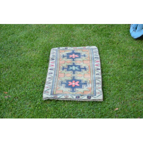 Natural Turkish Vintage Small Area Rug Doormat For Home Decor 3'0,2" X 1'6,5"