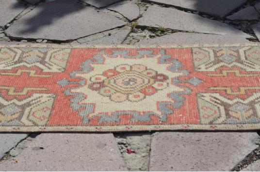 Natural Turkish Vintage Small Area Rug Doormat For Home Decor 2'7,5" X 1'5,7"