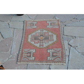 Vintage Handmade Turkish Small Area Rug Doormat For Home Decor 3'3,8" X 1'8,5"