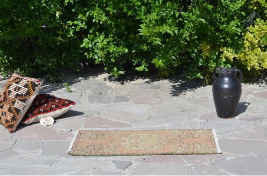 Vintage Handmade Turkish Small Area Rug Doormat For Home Decor 2'9,1" X 1'5,7"