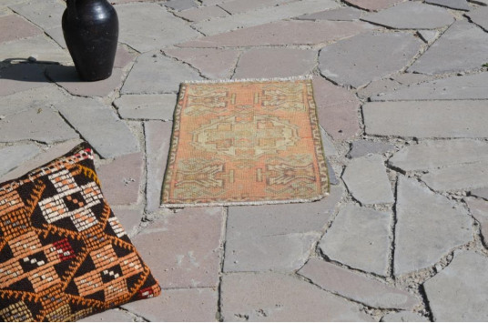 Vintage Handmade Turkish Small Area Rug Doormat For Home Decor 2'9,1" X 1'5,7"