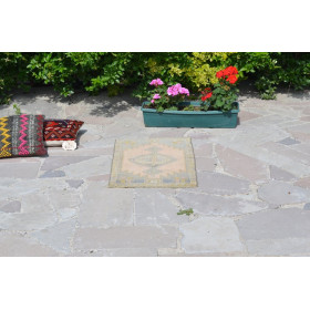 Natural Turkish Vintage Small Area Rug Doormat For Home Decor 3'0,6" X 1'8,5"