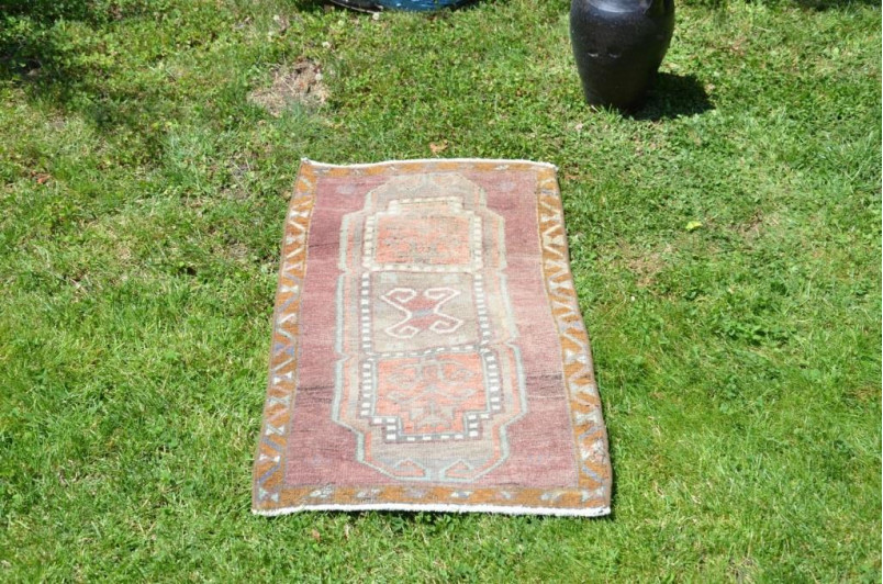 Unique Turkish Vintage Small Area Rug Doormat For Home Decor 2'10,6" X 1'7,7"