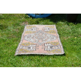 Natural Turkish Vintage Small Area Rug Doormat For Home Decor 3'3,8" X 1'7,7"