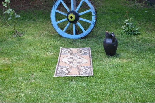 Natural Turkish Vintage Small Area Rug Doormat For Home Decor 2'11,8" X 1'5,3"
