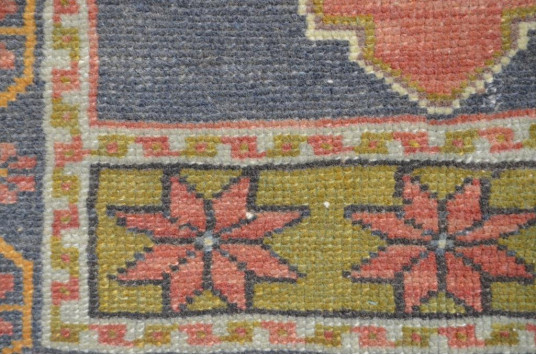 Vintage Handmade Turkish Small Area Rug Doormat For Home Decor 3'3,8" X 1'5,7"