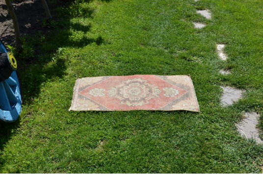 Unique Turkish Vintage Small Area Rug Doormat For Home Decor 2'11,8" X 1'6,1"