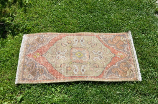 Vintage Handmade Turkish Small Area Rug Doormat For Home Decor 2'10,3" X 1'6,1"