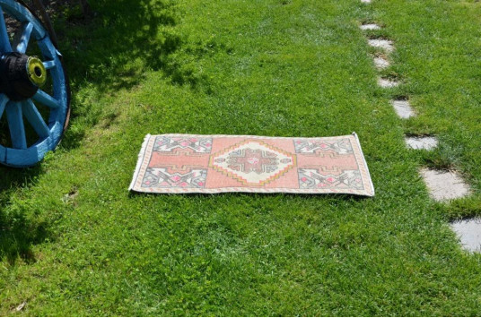 Natural Turkish Vintage Small Area Rug Doormat For Home Decor 2'11,4" X 1'5,7"