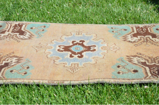 Natural Turkish Vintage Small Area Rug Doormat For Home Decor 2'10,3" X 1'5,7"