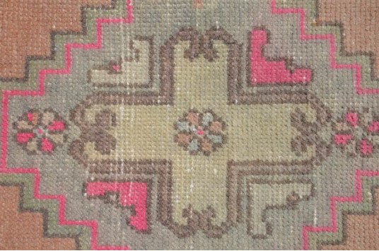 Vintage Handmade Turkish Small Area Rug Doormat For Home Decor 2'11,4" X 1'8,1"