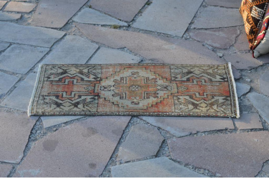 Vintage Handmade Turkish Small Area Rug Doormat For Home Decor 2'9,5" X 1'5,3"