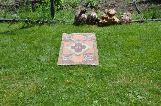 Natural Turkish Vintage Small Area Rug Doormat For Home Decor 2'10,3" X 1'5,3"