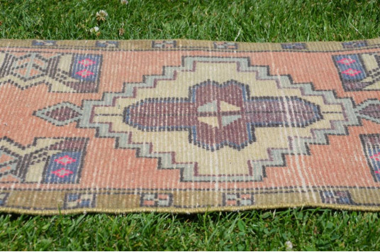 Natural Turkish Vintage Small Area Rug Doormat For Home Decor 2'10,3" X 1'5,3"